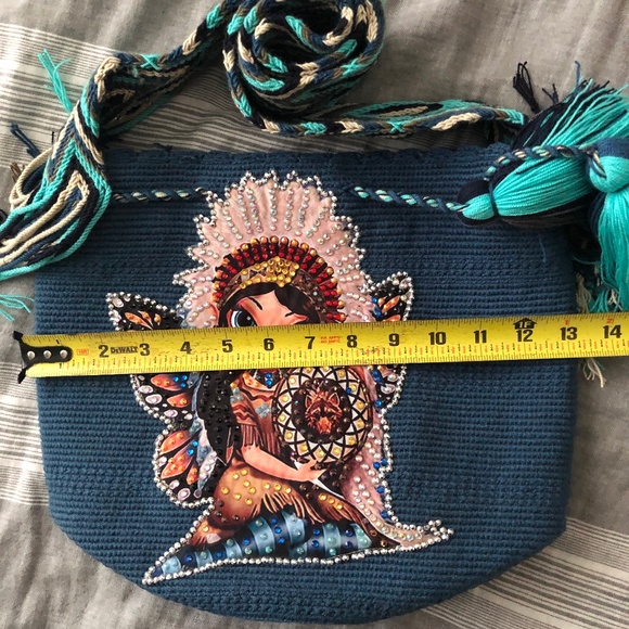 SOLD OUT/ WAYUU BAG/ Mochila Wayuu/ Petrol Blue/ Size L - Picture 4 of 7